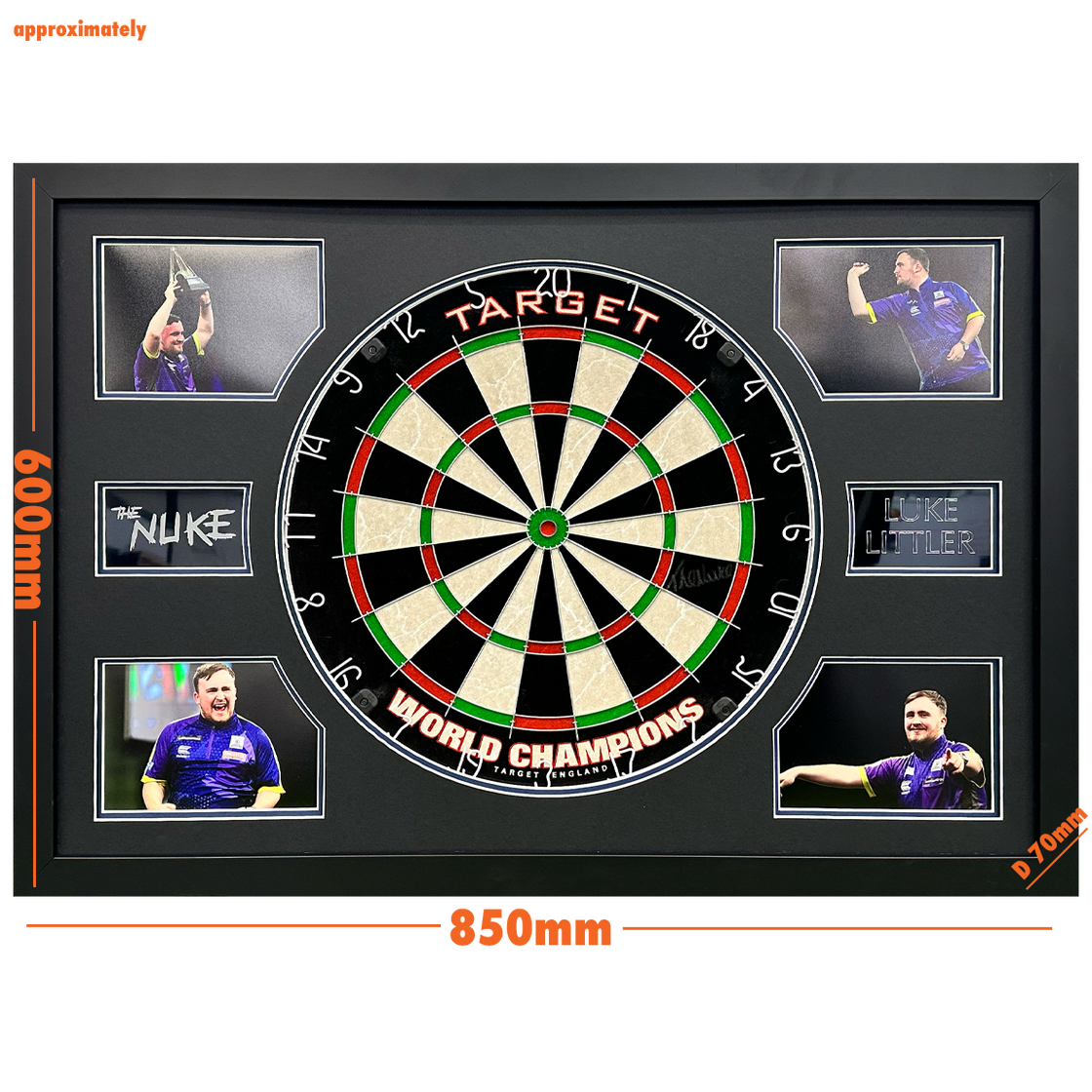 Luke Littler Signed Dartboard Premium Frame