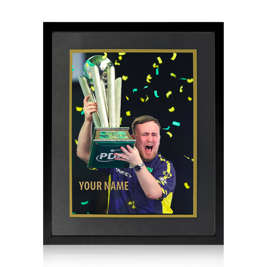 Pre-Order Luke Littler Signed & Dedicated 2025 World Champion Image Deluxe Mount Frame